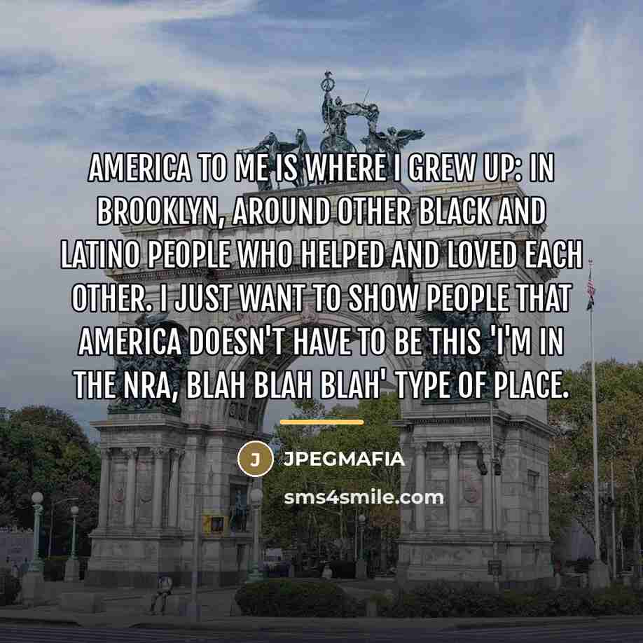 “America to me is where I grew up: in Brooklyn,…” quote by JPEGMAFIA