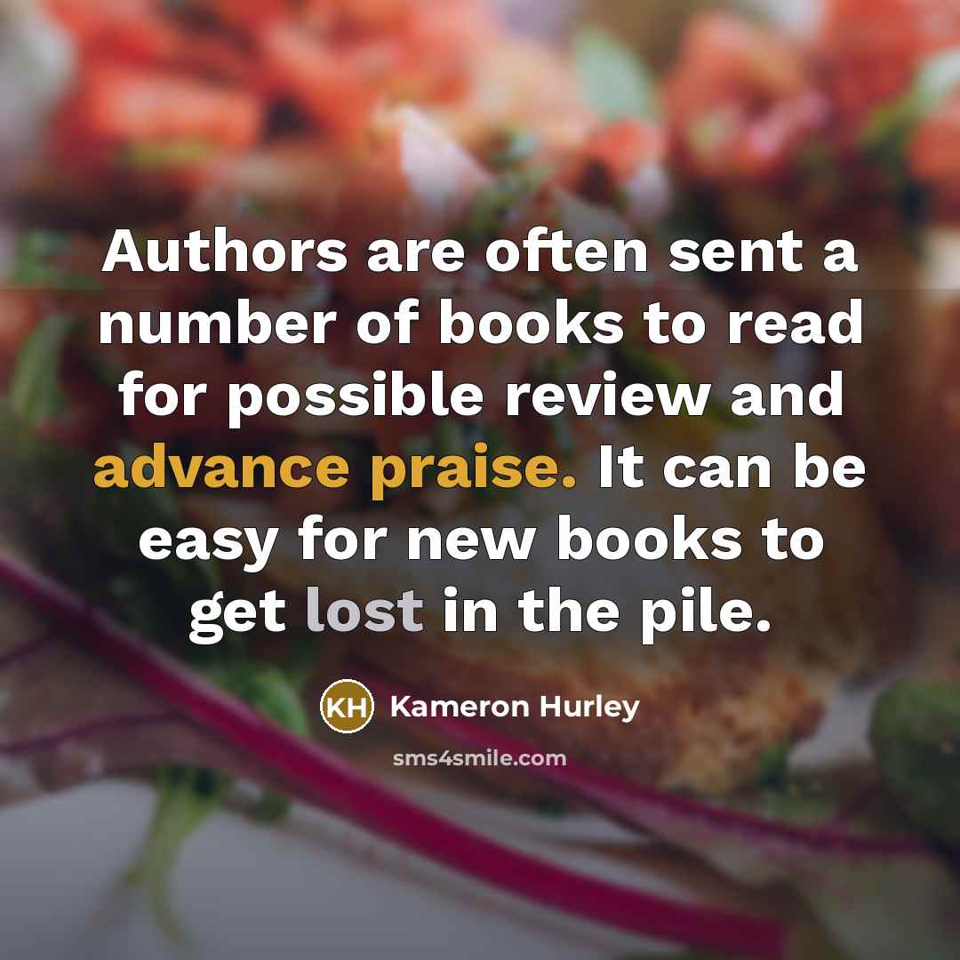 “Authors are often sent a number of books to read…” quote by Kameron Hurley