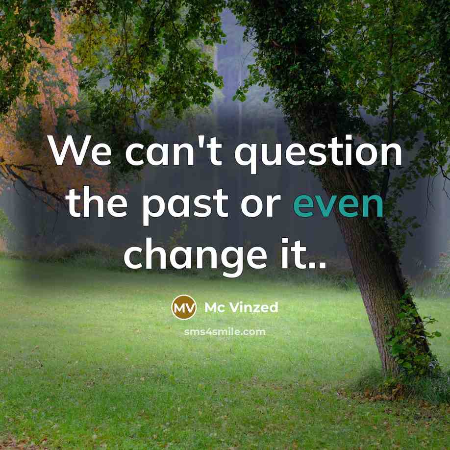 “We can't question the past or even change it..…” quote by Mc Vinzed