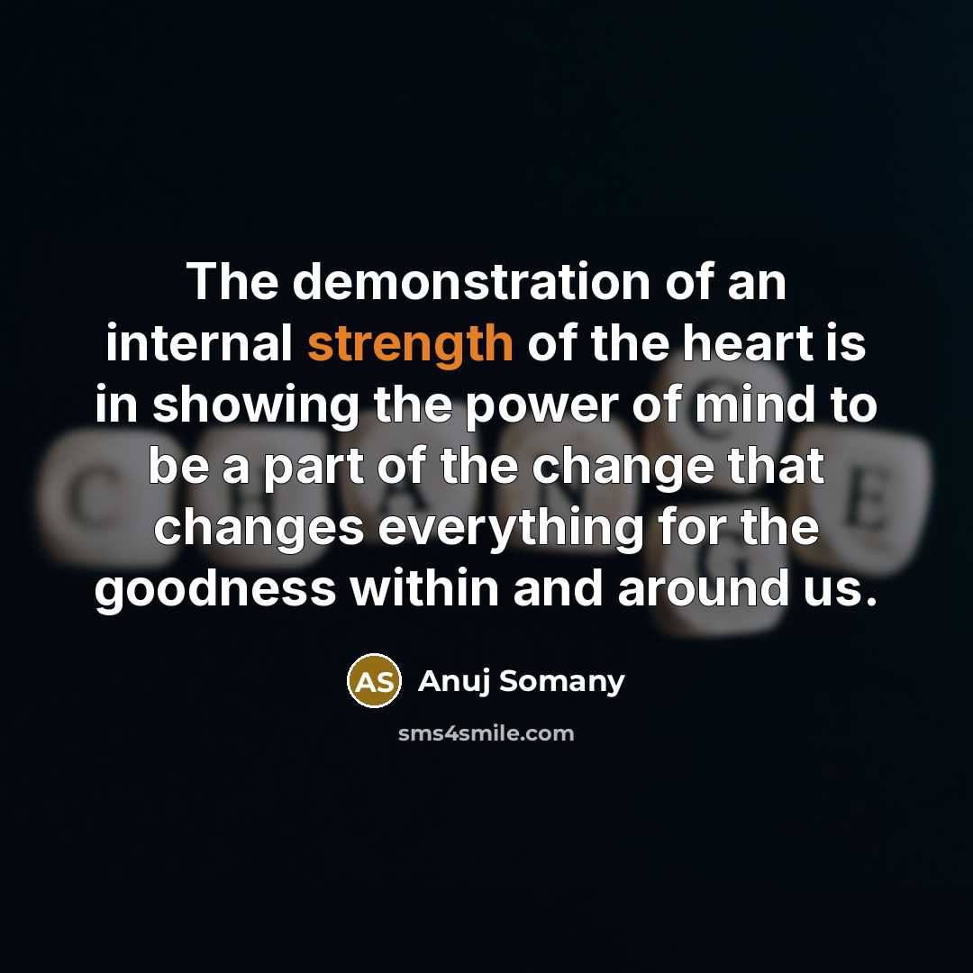 “The demonstration of an internal strength of the heart is…” quote by Anuj Somany