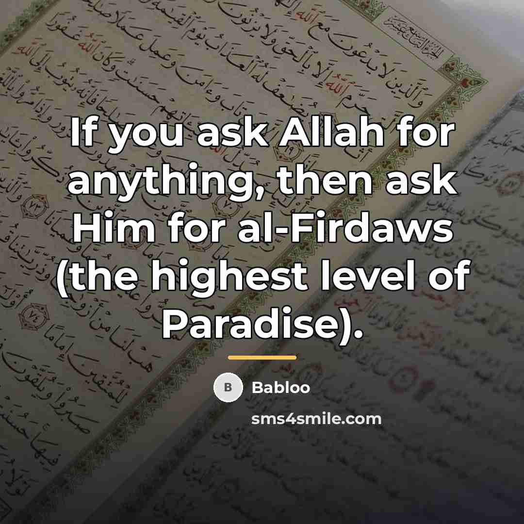 “If you ask Allah for anything, then ask Him for…” quote by Babloo