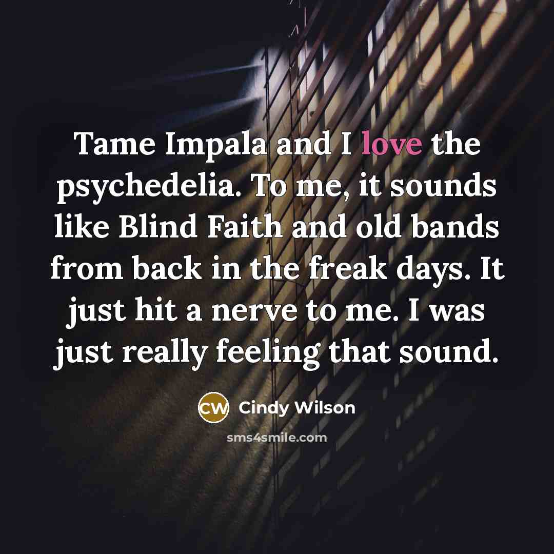 “Tame Impala and I love the psychedelia. To me, it…” quote by Cindy Wilson