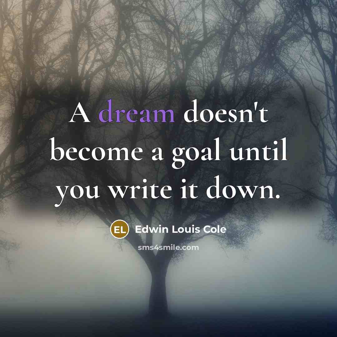 “A dream doesn't become a goal until you write it…” quote by Edwin Louis Cole