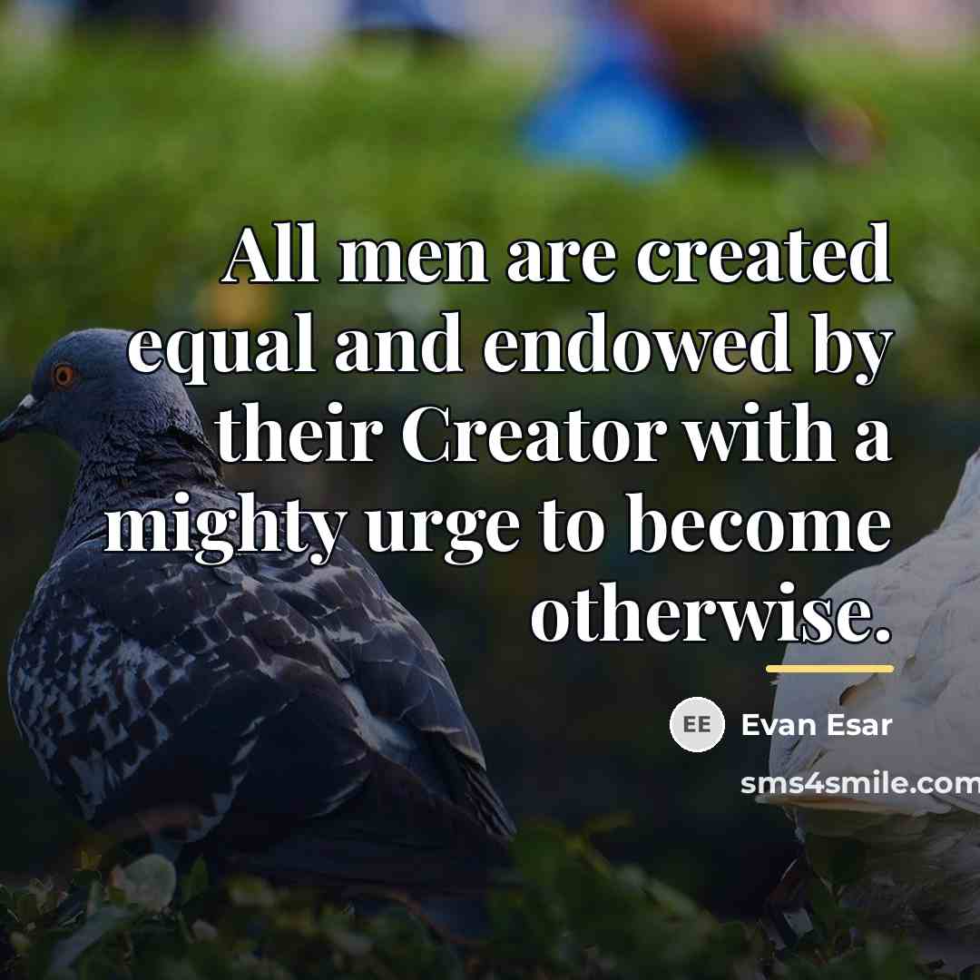 “All men are created equal and endowed by their Creator…” quote by Evan Esar