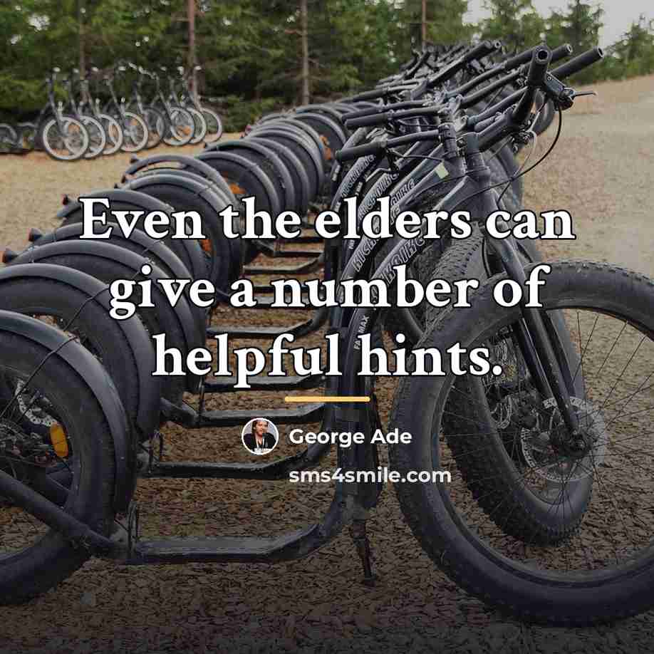 “Even the elders can give a number of helpful hints.…” quote by George Ade