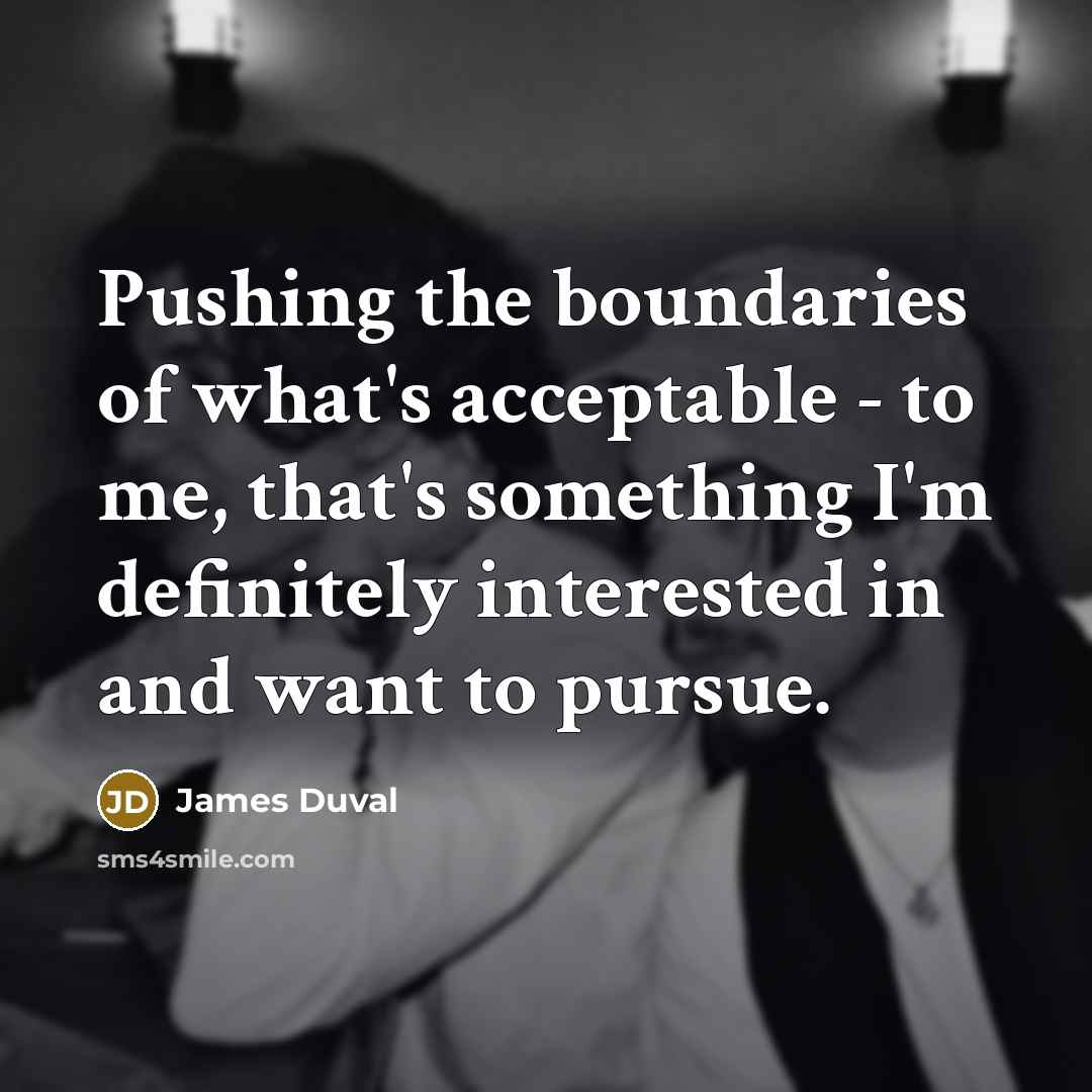 “Pushing the boundaries of what's acceptable - to me, that's…” quote by James Duval