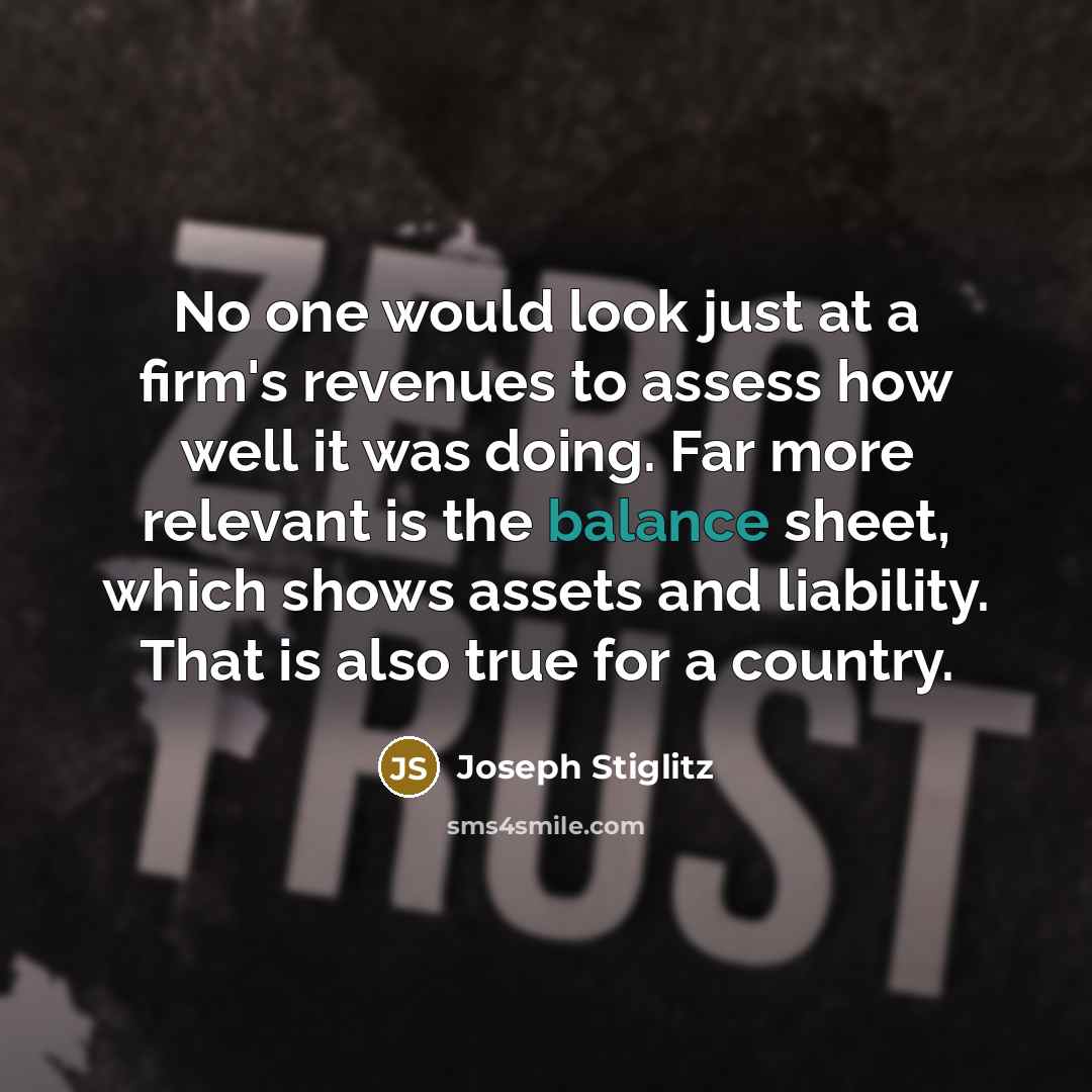 “No one would look just at a firm's revenues to…” quote by Joseph Stiglitz