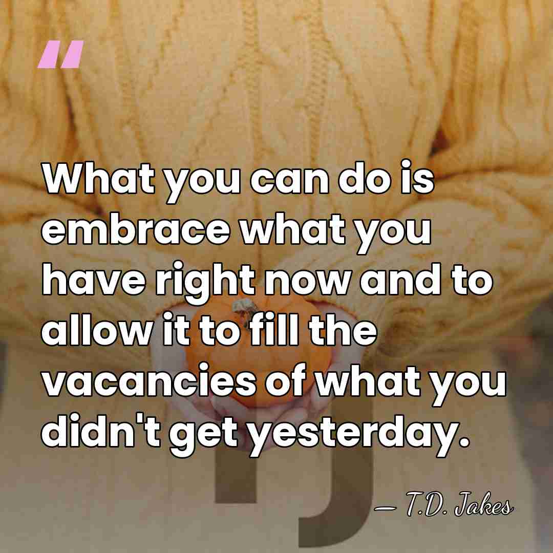 What you can do is embrace what you have right now and&hellip; - T.D. Jakes