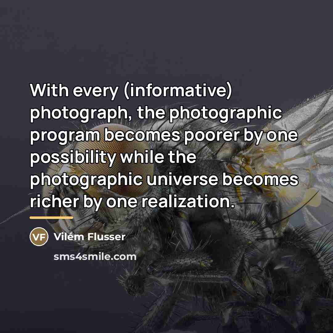 “With every (informative) photograph, the photographic program becomes poorer by…” quote by Vilem Flusser