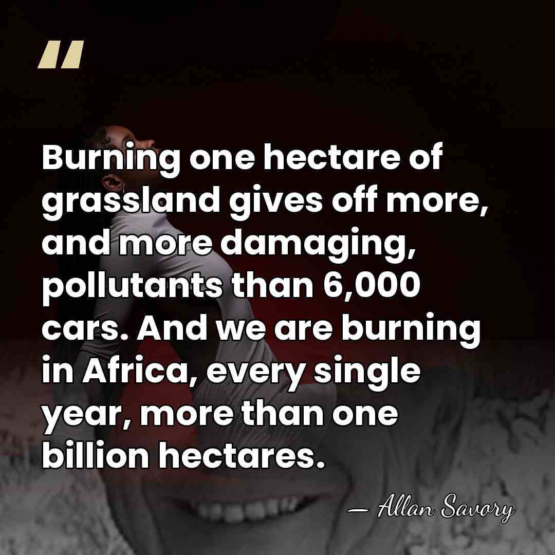 Burning one hectare of grassland gives off more, and more damaging, pollutants&hellip; - Allan Savory