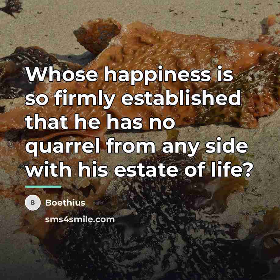 “Whose happiness is so firmly established that he has no…” quote by Boethius