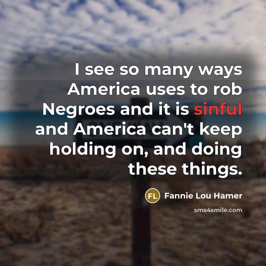 “I see so many ways America uses to rob Negroes…” quote by Fannie Lou Hamer