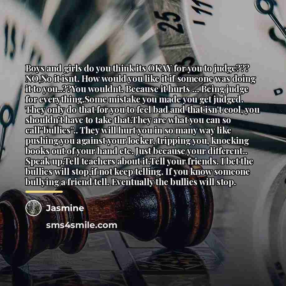 “Boys and girls do you think its OKAY for you…” quote by Jasmine