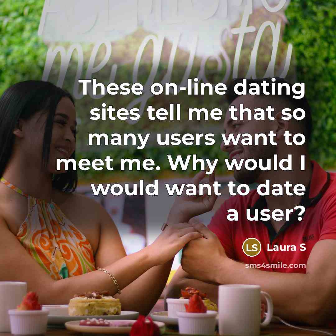 “These on-line dating sites tell me that so many users want to meet me. Why would I would want to date a user?” quote by Laura S