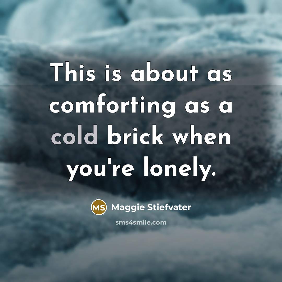 “This is about as comforting as a cold brick when…” quote by Maggie Stiefvater