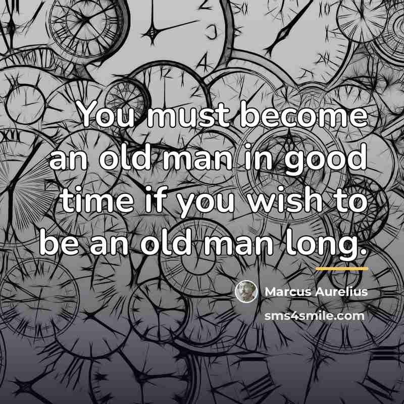 “You must become an old man in good time if…” quote by Marcus Aurelius