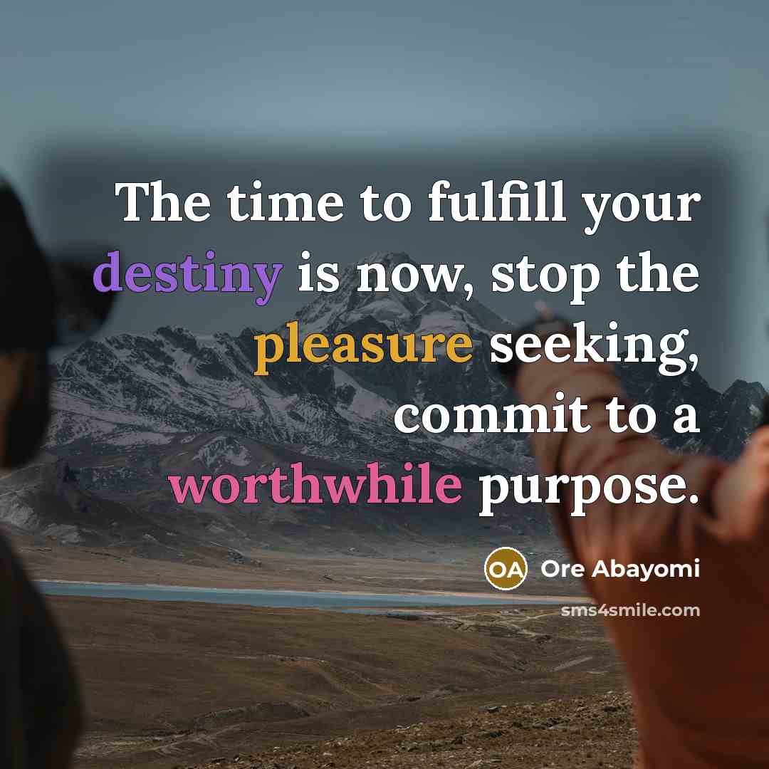 “The time to fulfill your destiny is now, stop the…” quote by Ore Abayomi