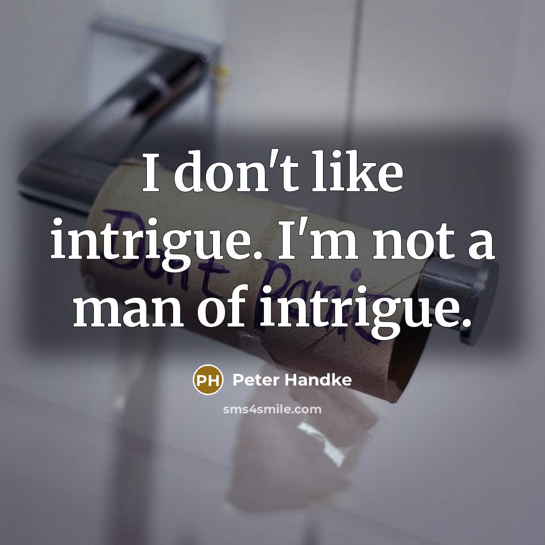 “I don't like intrigue. I'm not a man of intrigue.…” quote by Peter Handke