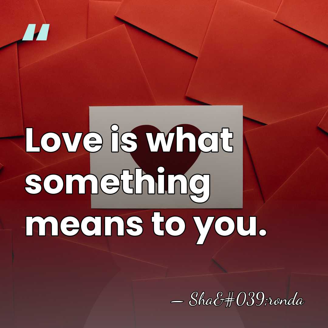 Love is what something means to you. - Sha'ronda