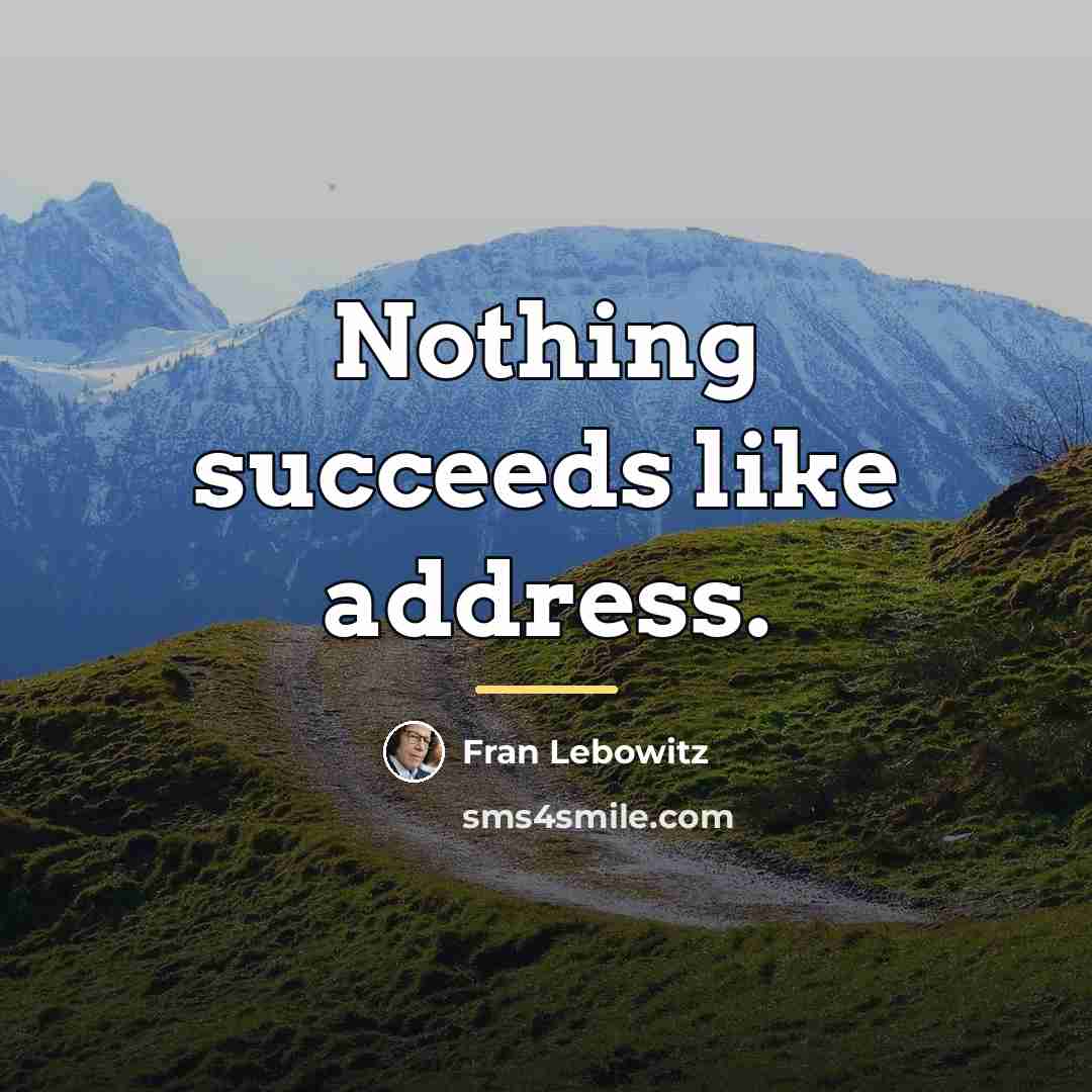 “Nothing succeeds like address.…” quote by Fran Lebowitz