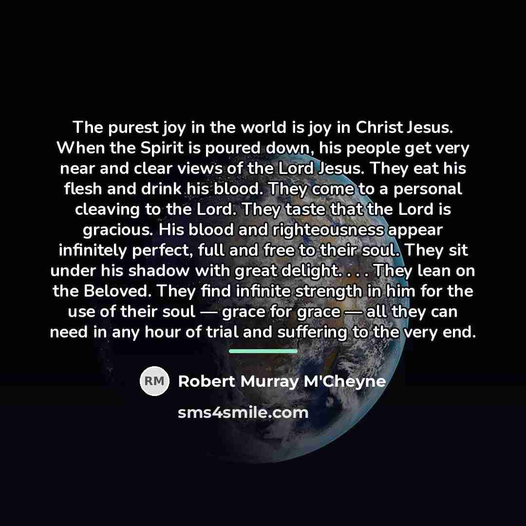 “The purest joy in the world is joy in Christ…” quote by Robert Murray M'Cheyne