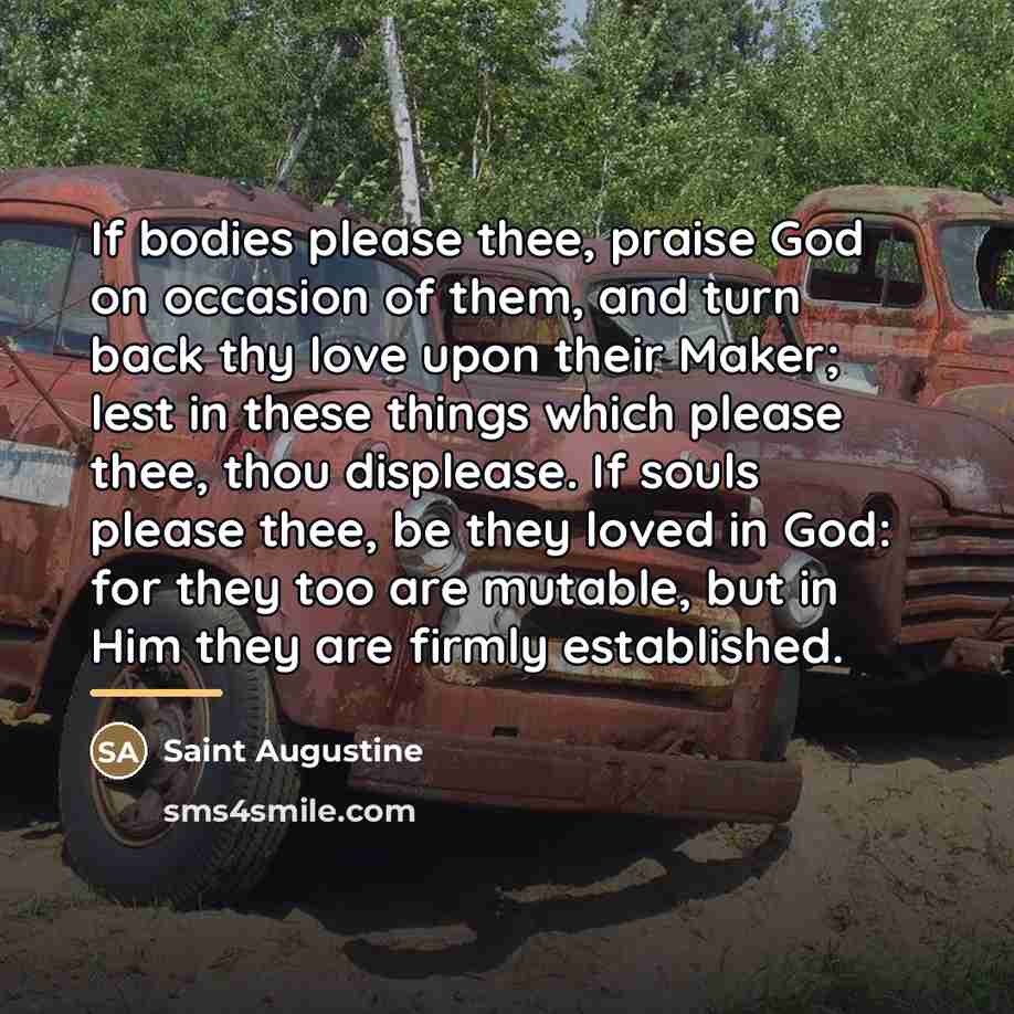 “If bodies please thee, praise God on occasion of them,…” quote by Saint Augustine