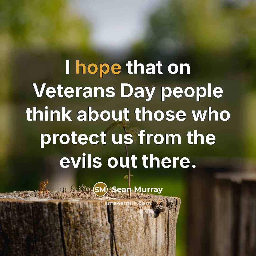 “I hope that on Veterans Day people think about those…” quote by Sean Murray