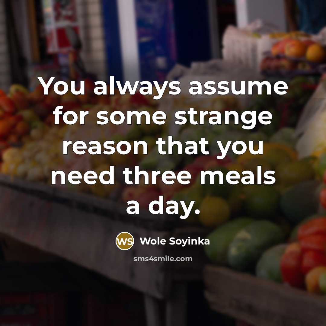 “You always assume for some strange reason that you need…” quote by Wole Soyinka