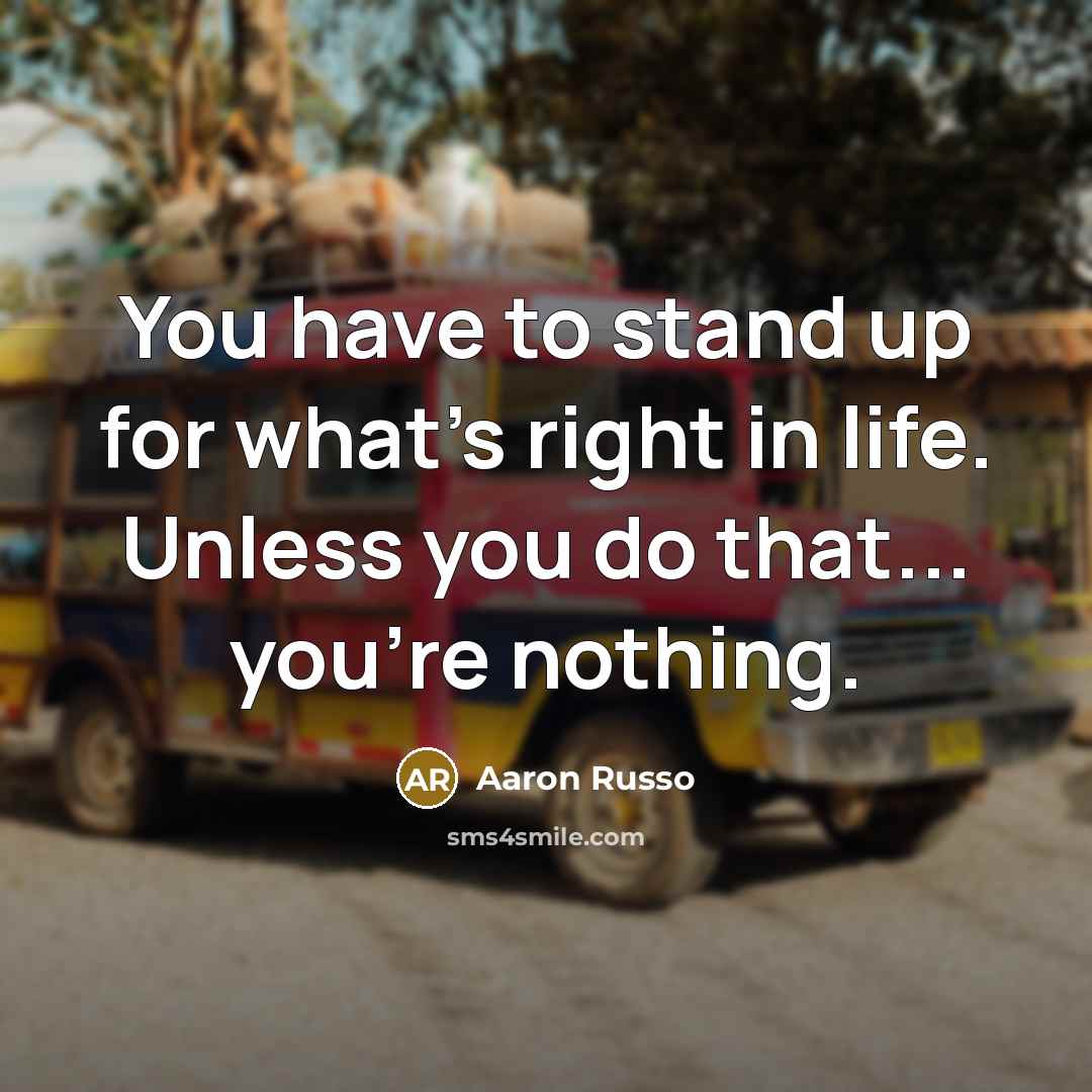 “You have to stand up for what's right in life.…” quote by Aaron Russo