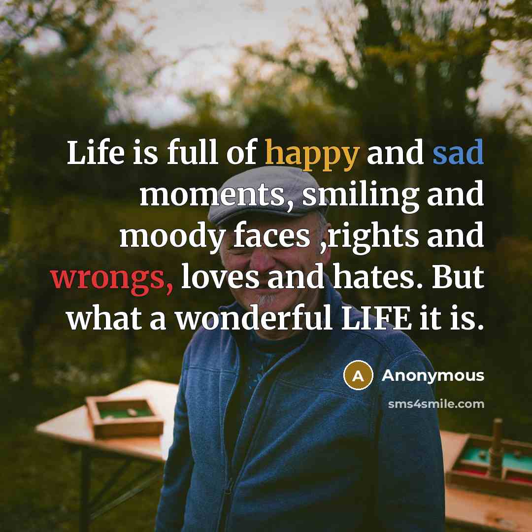 “Life is full of happy and sad moments, smiling and…” quote by Anonymous