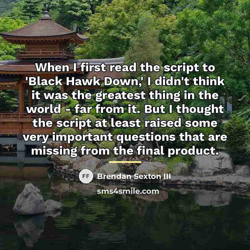 “When I first read the script to 'Black Hawk Down,'…” quote by Brendan Sexton III
