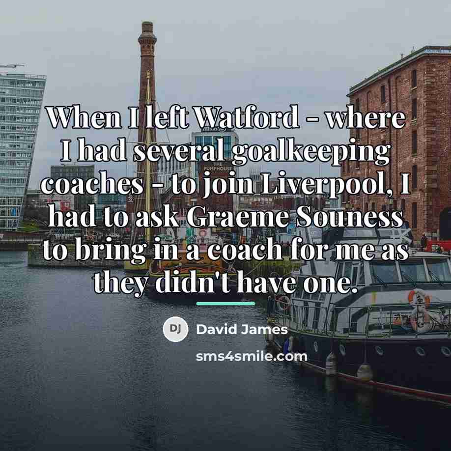 “When I left Watford - where I had several goalkeeping…” quote by David James