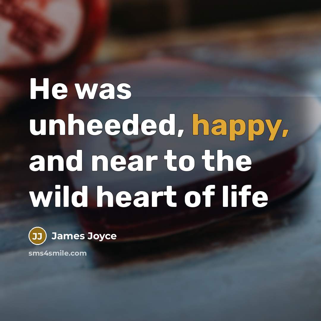 “He was unheeded, happy, and near to the wild heart…” quote by James Joyce