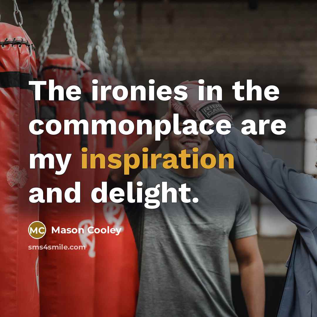 “The ironies in the commonplace are my inspiration and delight.…” quote by Mason Cooley