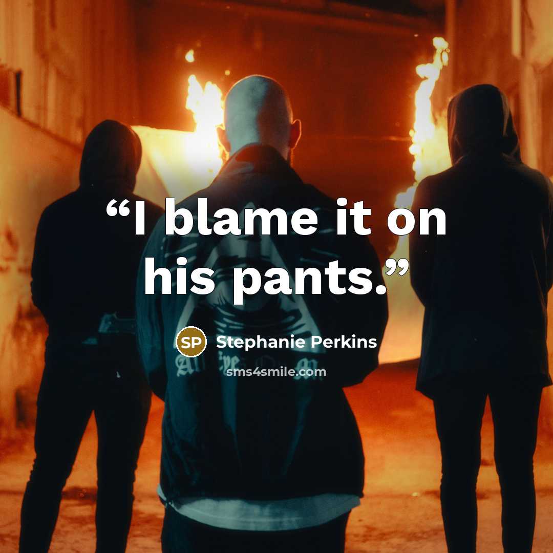 “I blame it on his pants.” quote by Stephanie Perkins