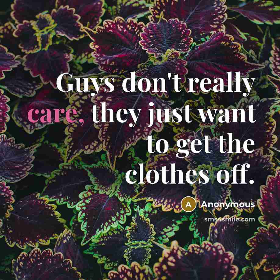 “Guys don't really care, they just want to get the…” quote by Anonymous