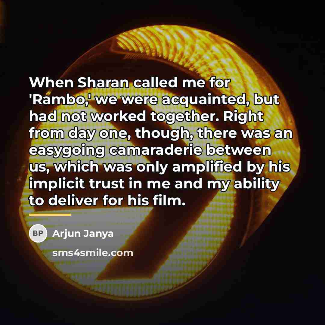 “When Sharan called me for 'Rambo,' we were acquainted, but…” quote by Arjun Janya