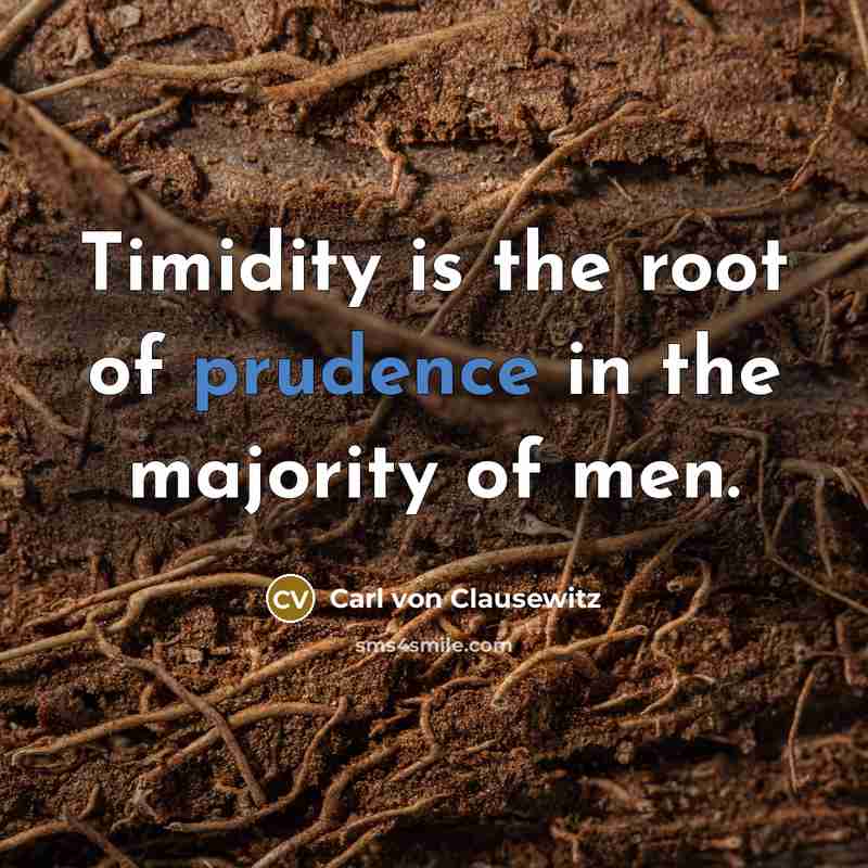 “Timidity is the root of prudence in the majority of…” quote by Carl von Clausewitz