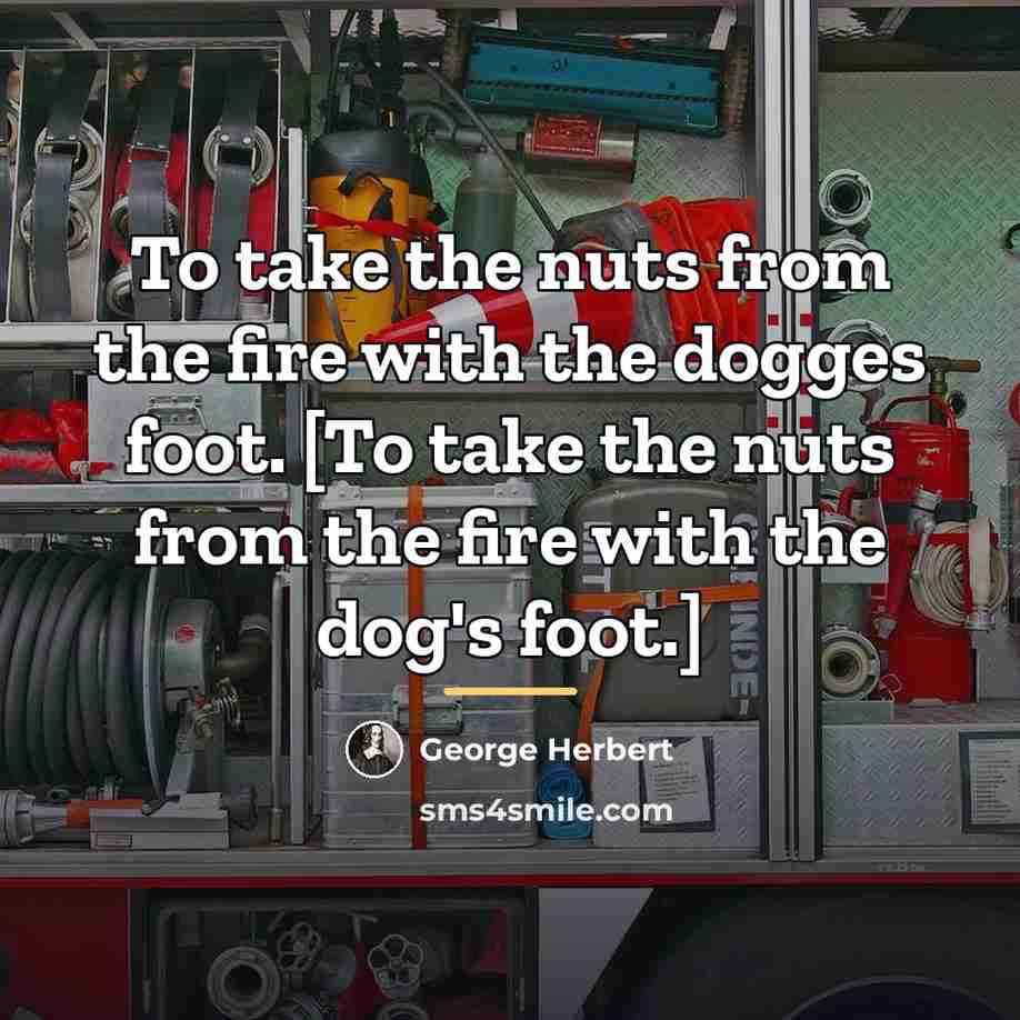 “To take the nuts from the fire with the dogges…” quote by George Herbert