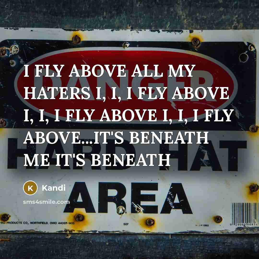 “I FLY ABOVE ALL MY HATERS I, I, I FLY ABOVE I, I, I FLY ABOVE I, I, I FLY ABOVE...IT'S BENEATH ME IT'S BENEATH” quote by Kandi