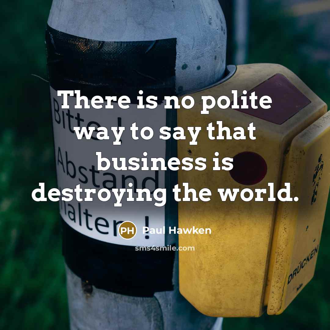 “There is no polite way to say that business is…” quote by Paul Hawken