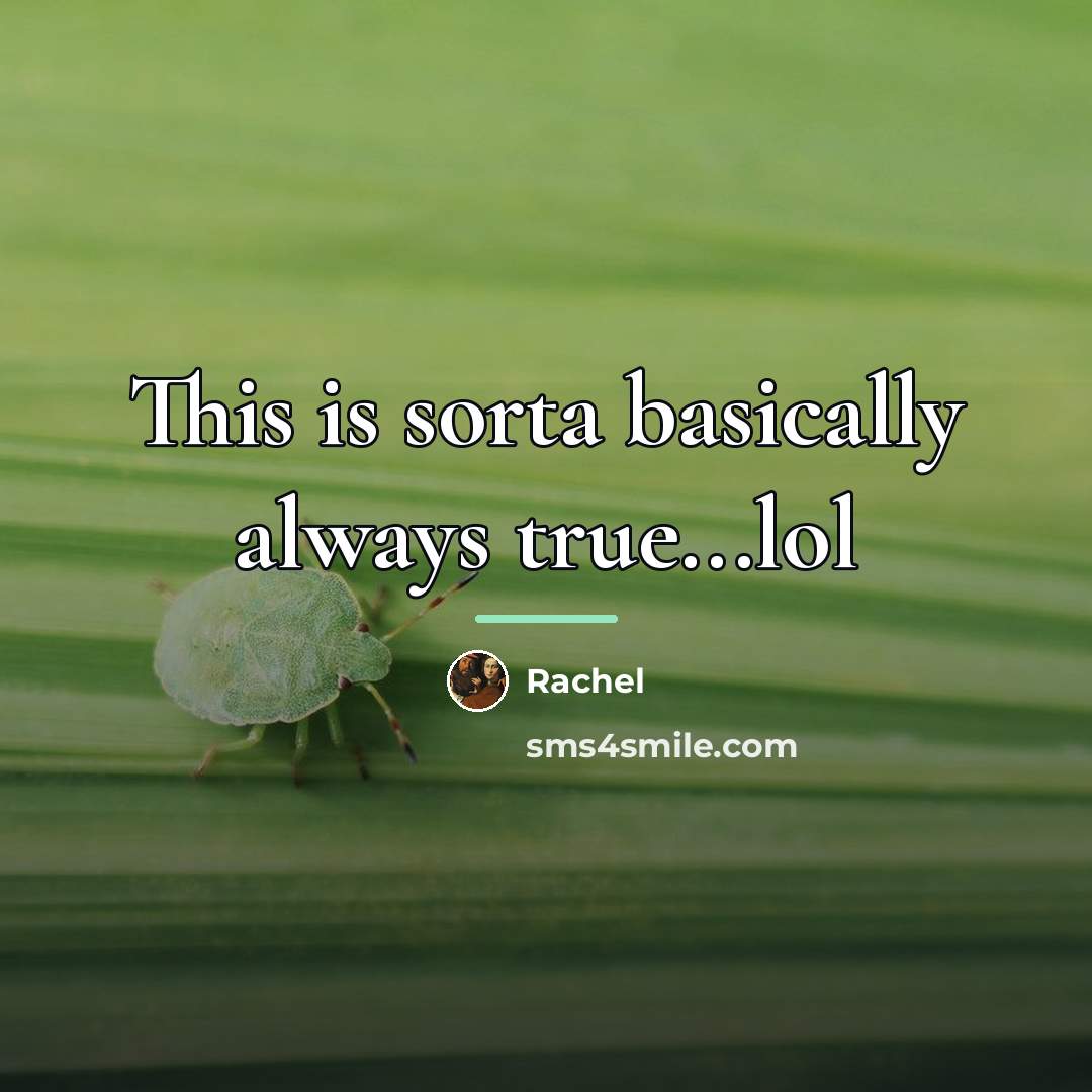 “This is sorta basically always true...lol…” quote by Rachel