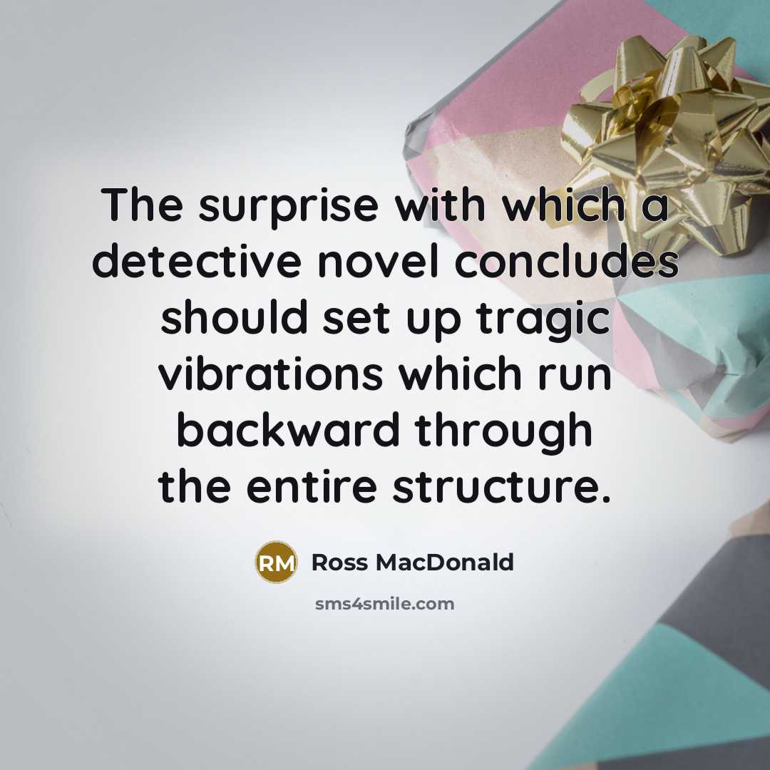 “The surprise with which a detective novel concludes should set…” quote by Ross Macdonald