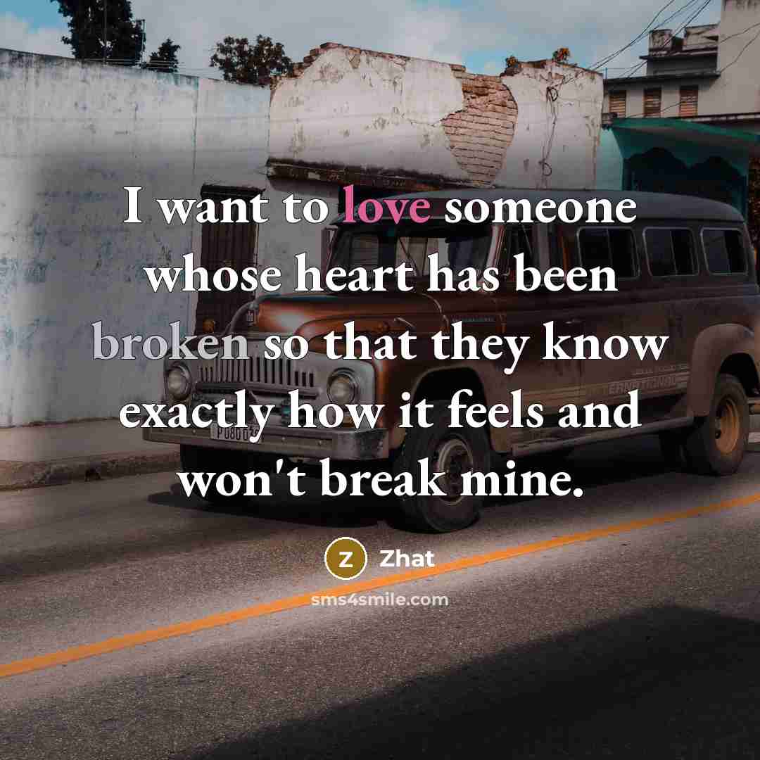 “I want to love someone whose heart has been broken so that they know exactly how it feels and won't break mine.” quote by Zhat