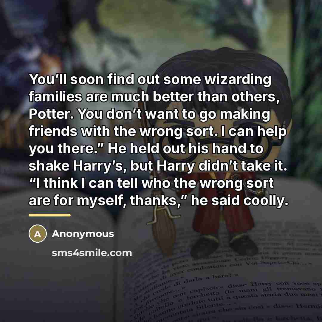 “You’ll soon find out some wizarding families are much better…” quote by Anonymous
