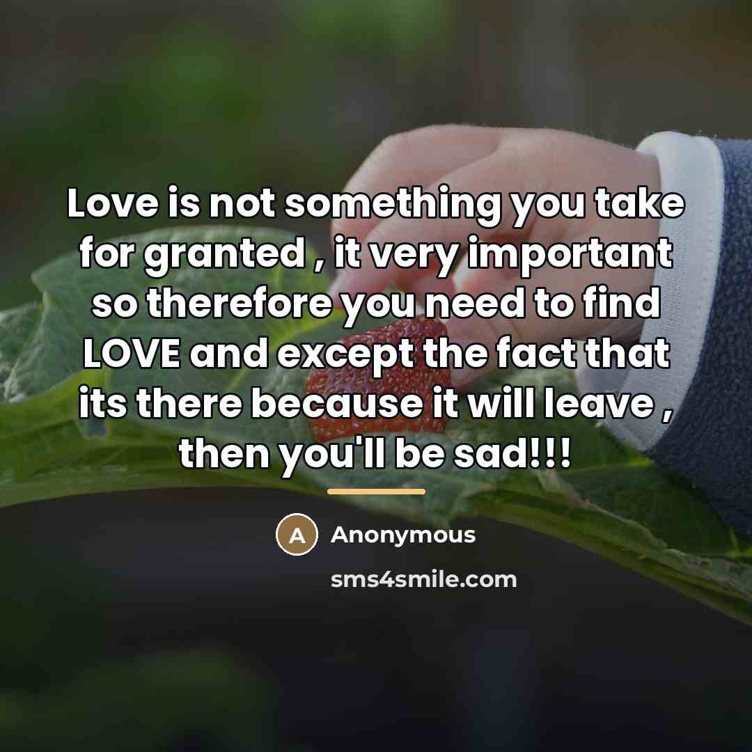 “Love is not something you take for granted , it…” quote by Anonymous