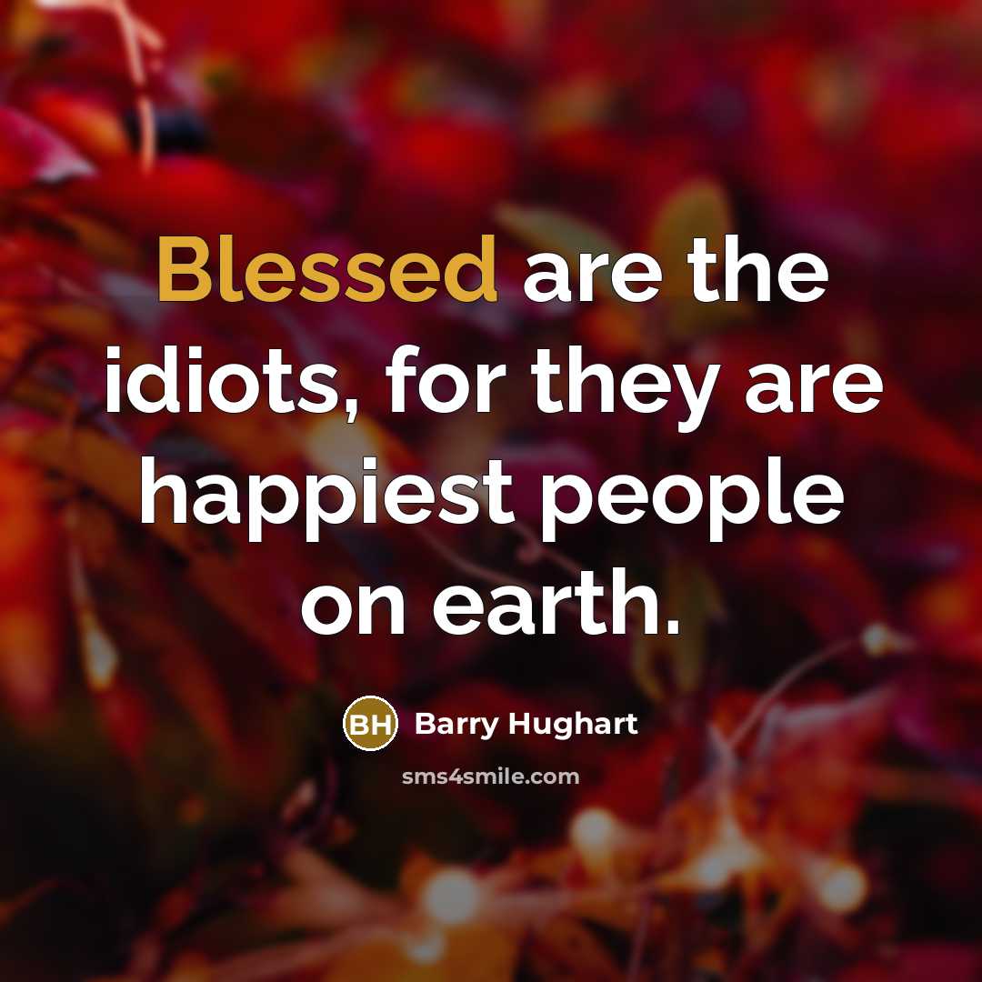“Blessed are the idiots, for they are happiest people on…” quote by Barry Hughart