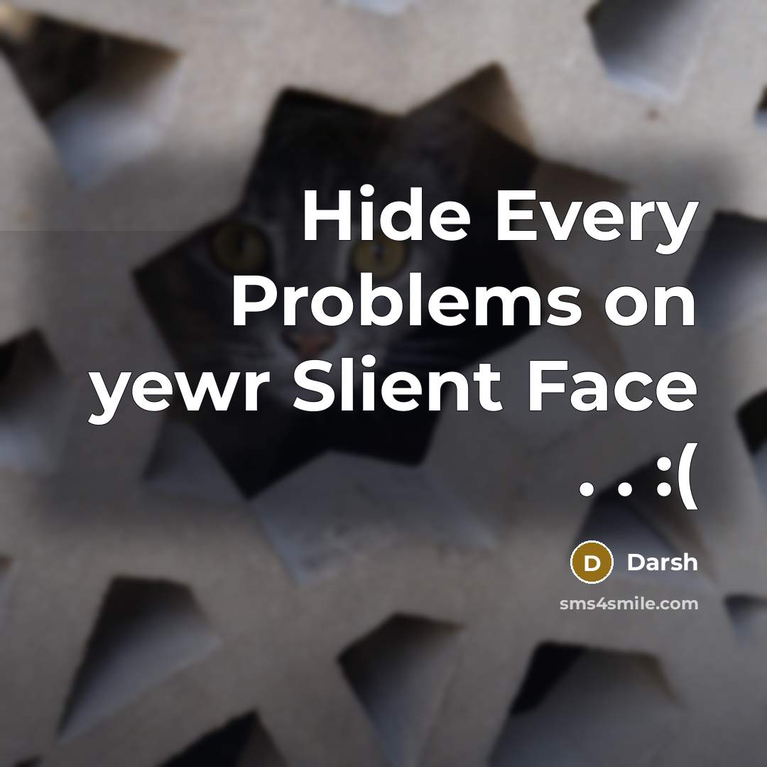 “Hide Every Problems on yewr Slient Face . . :(” quote by Darsh