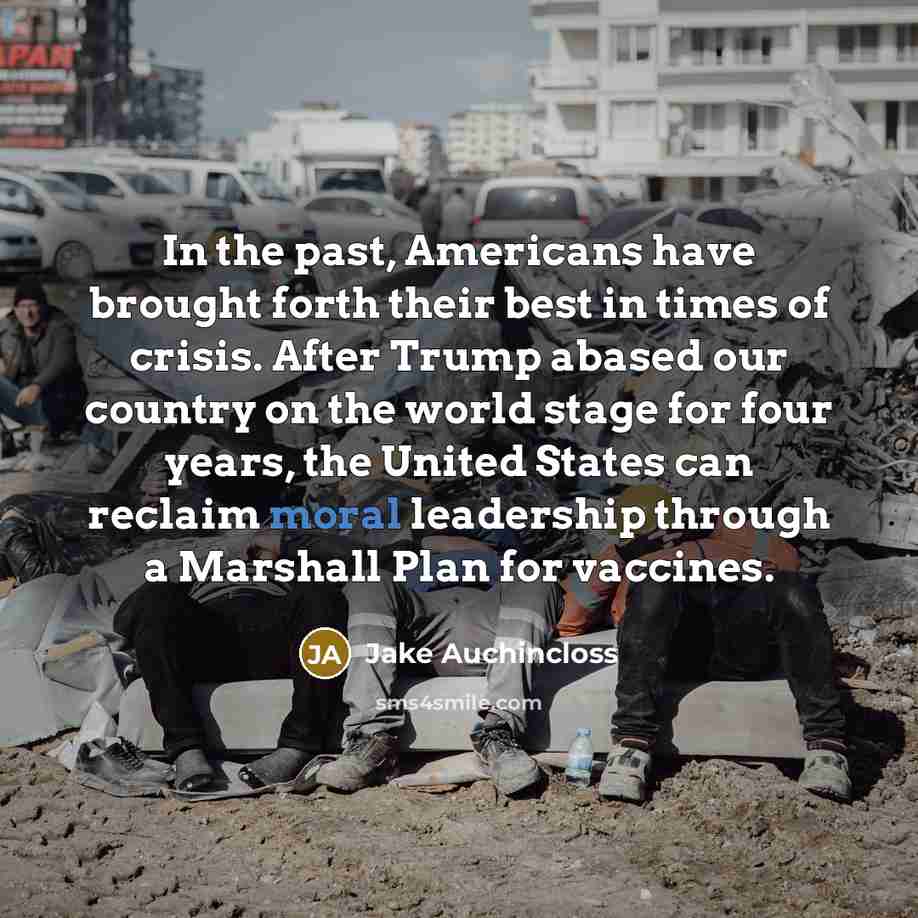 “In the past, Americans have brought forth their best in…” quote by Jake Auchincloss