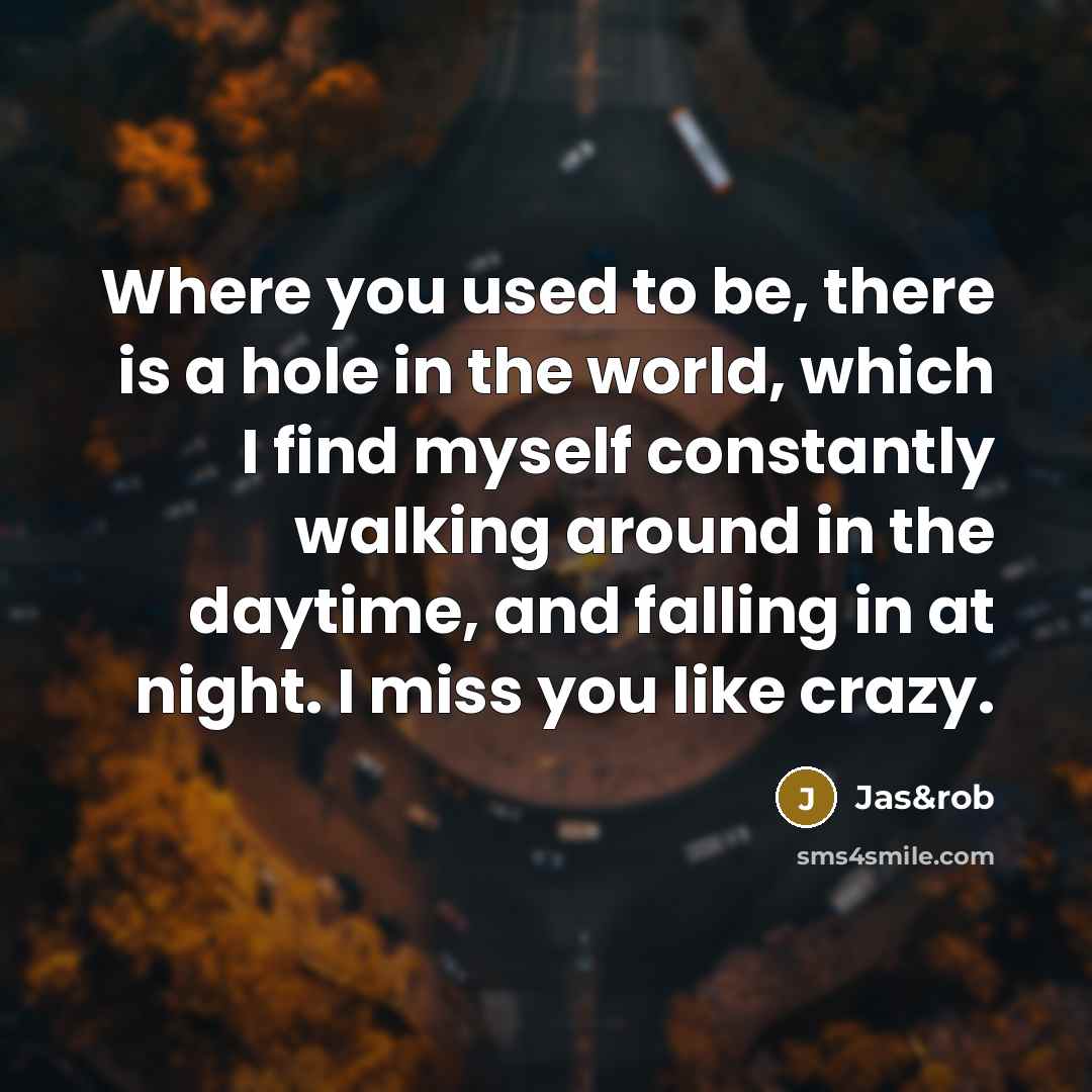 “Where you used to be, there is a hole in…” quote by Jas&rob
